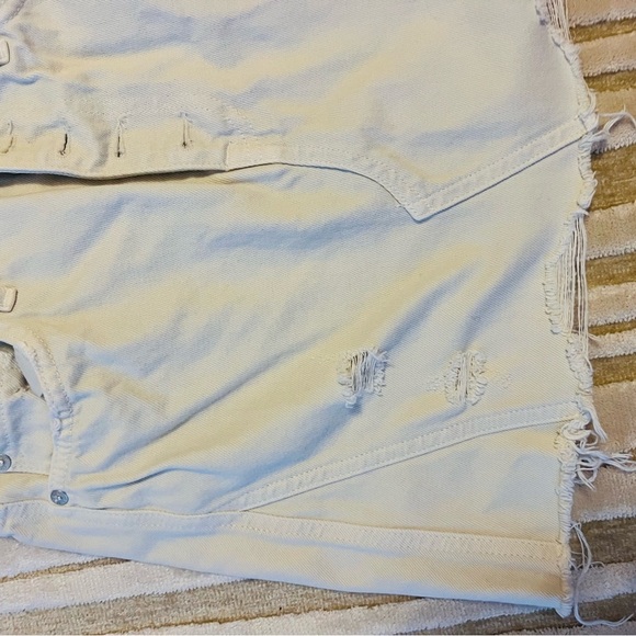 Free People Cream Distressed Jean Shorts - Picture 3 of 8
